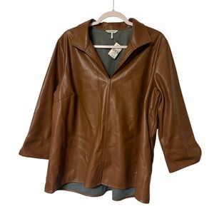 NWT Nordstrom Foxcroft Agnes Faux Leather Pop Over Top